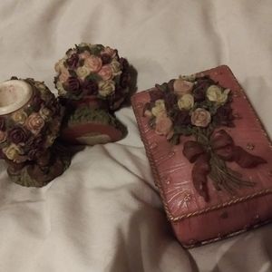 Jewelry box and matching candleholders